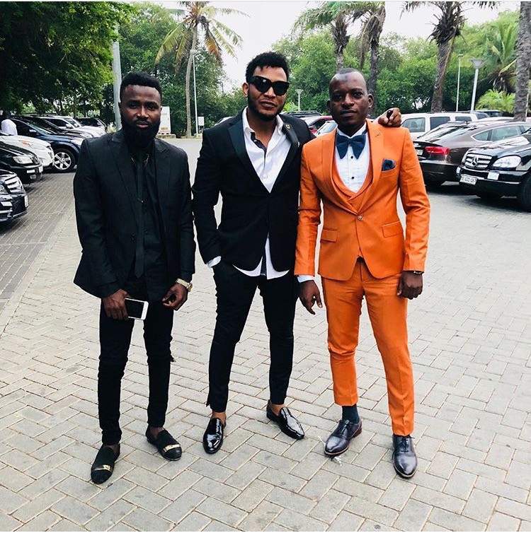 Possi Gee and Nana Boroo at Sarkodie and Tracy's white wedding held at Labadi Beach Hotel in Accra on Saturday, July 21.