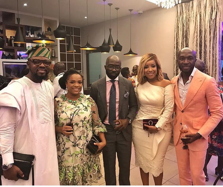KOD, Joselyn Dumas and Brommon at Sarkodie and Tracy's white wedding held at Labadi Beach Hotel in Accra on Saturday, July 21.
