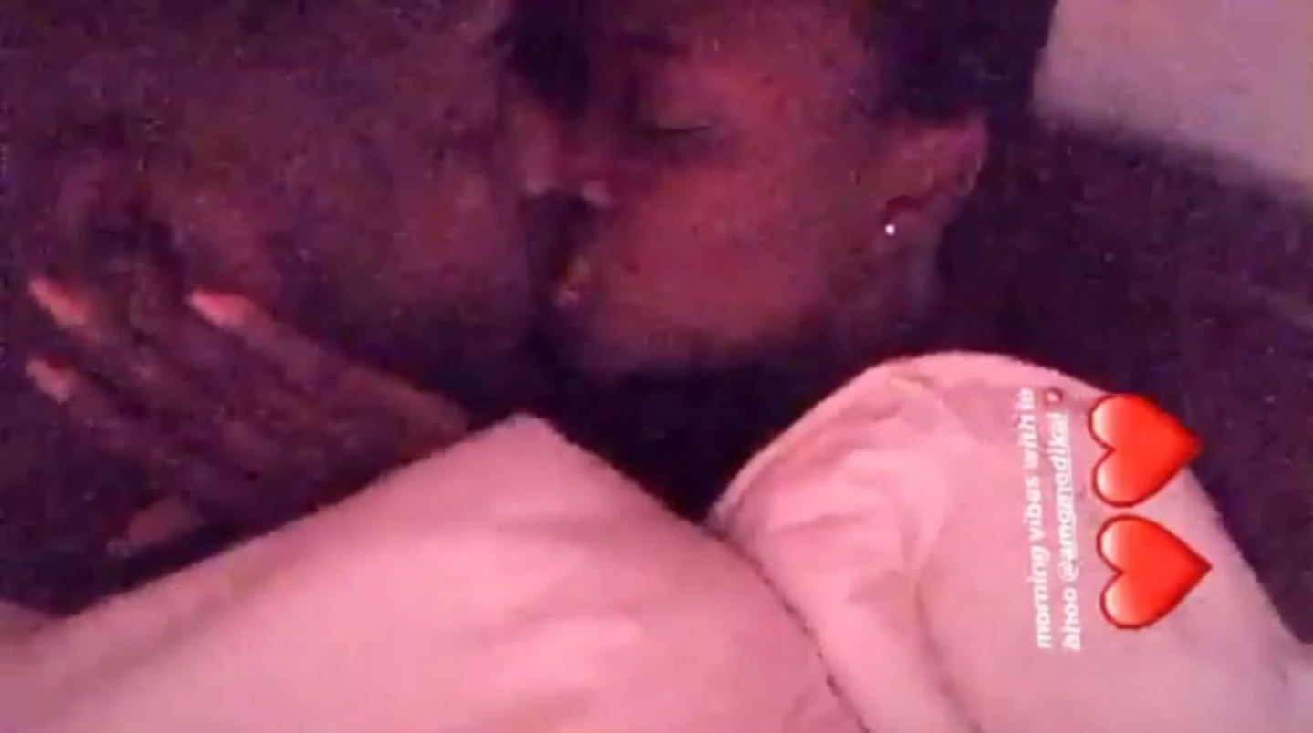Medikal and Fella Makafui share morning kisses in bed