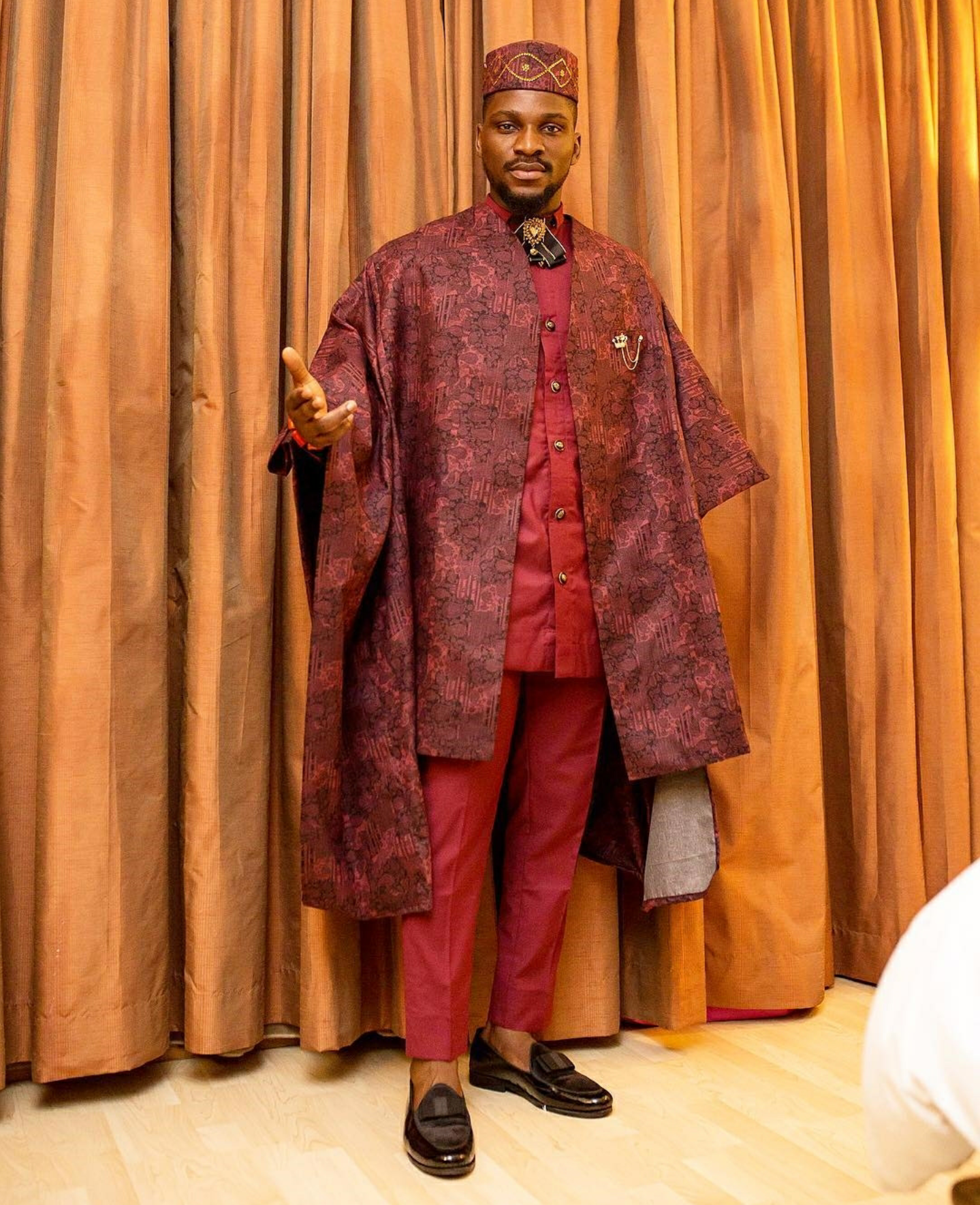 Tobi served a look in this agbada outfit