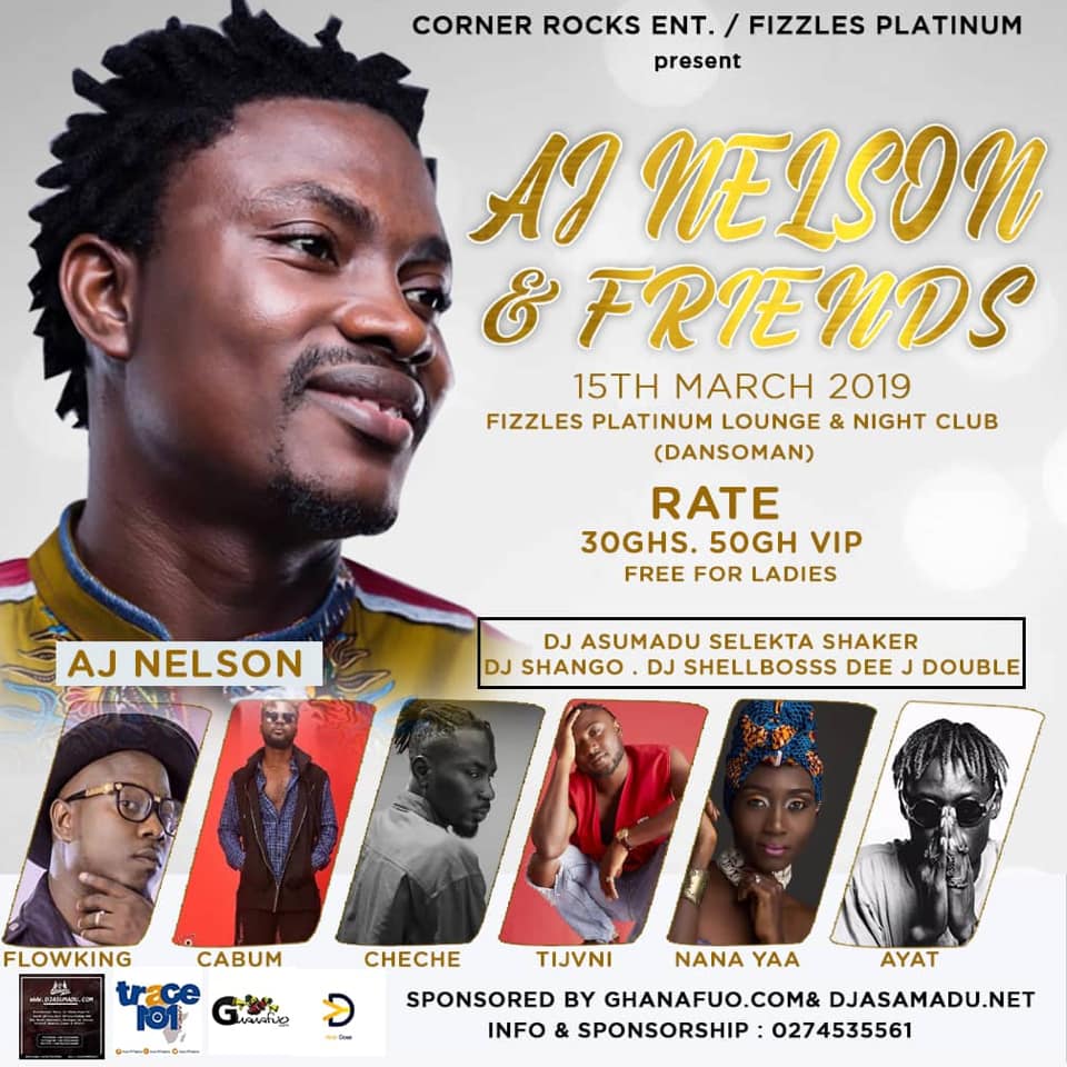 Flowking Stone, Nana Yaa, Cabum, others set for 'AJ Nelson & Friends' concert March 15