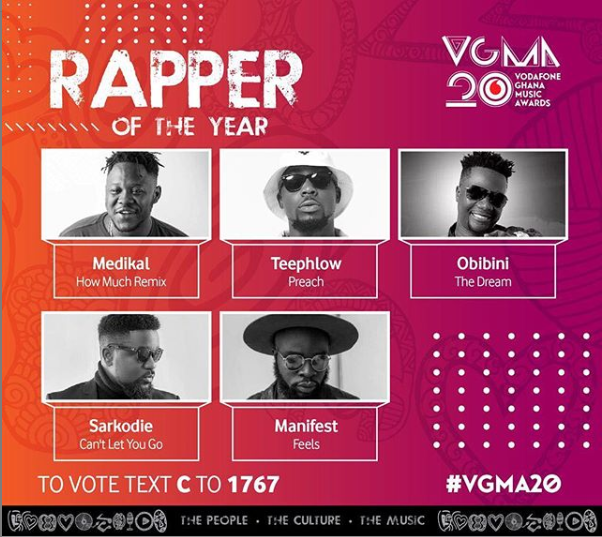 Nominees for the 2019 VGMA Rapper of the Year category
