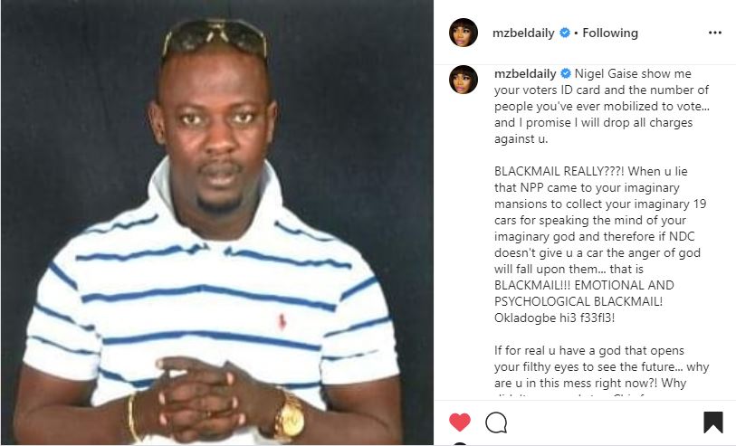 Mzbel opens more fire on Prophet Nigel Gaisie, claims she knows the source of his ‘fake’ prophecies