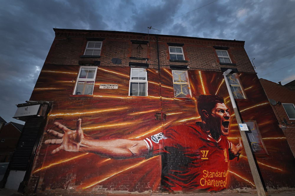 Liverpool artist John Culshaws mural of Steven Gerrard