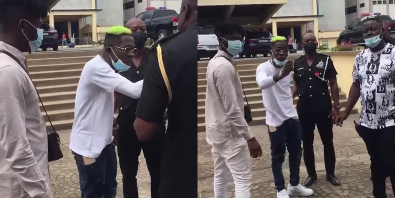 Shatta Wale confronts police officer while meeting IGP