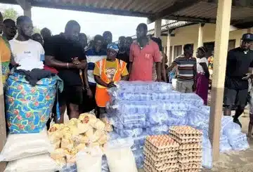 John Dumelo donates to Akosombo Dam Spillage victims